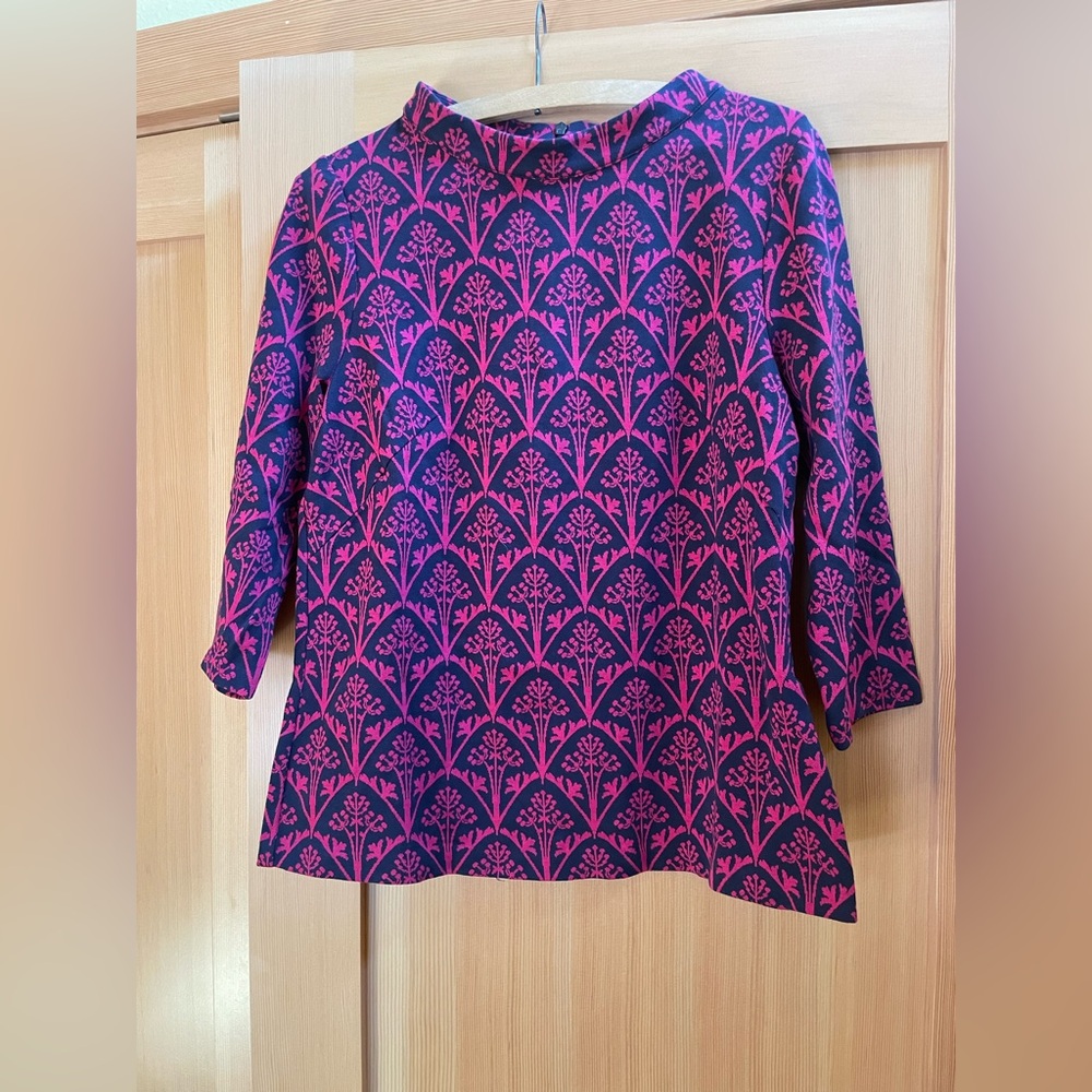 Boden Vibrant Pink and Navy knit top, 12